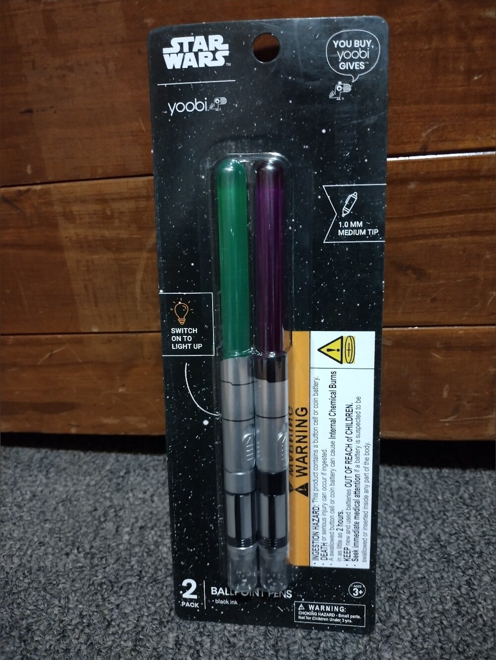 Yoobi Star Wars Light-Up Ballpoint Pens - Green & Purple Twin Pack